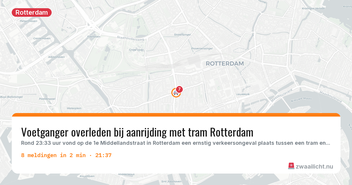 Kaart van de activiteitspiek bij Rotterdam