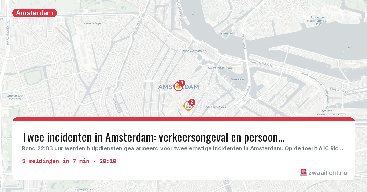 Kaart van de activiteitspiek bij Amsterdam