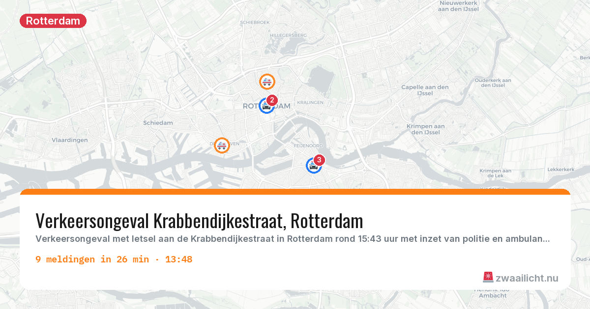 Kaart van de activiteitspiek bij Rotterdam