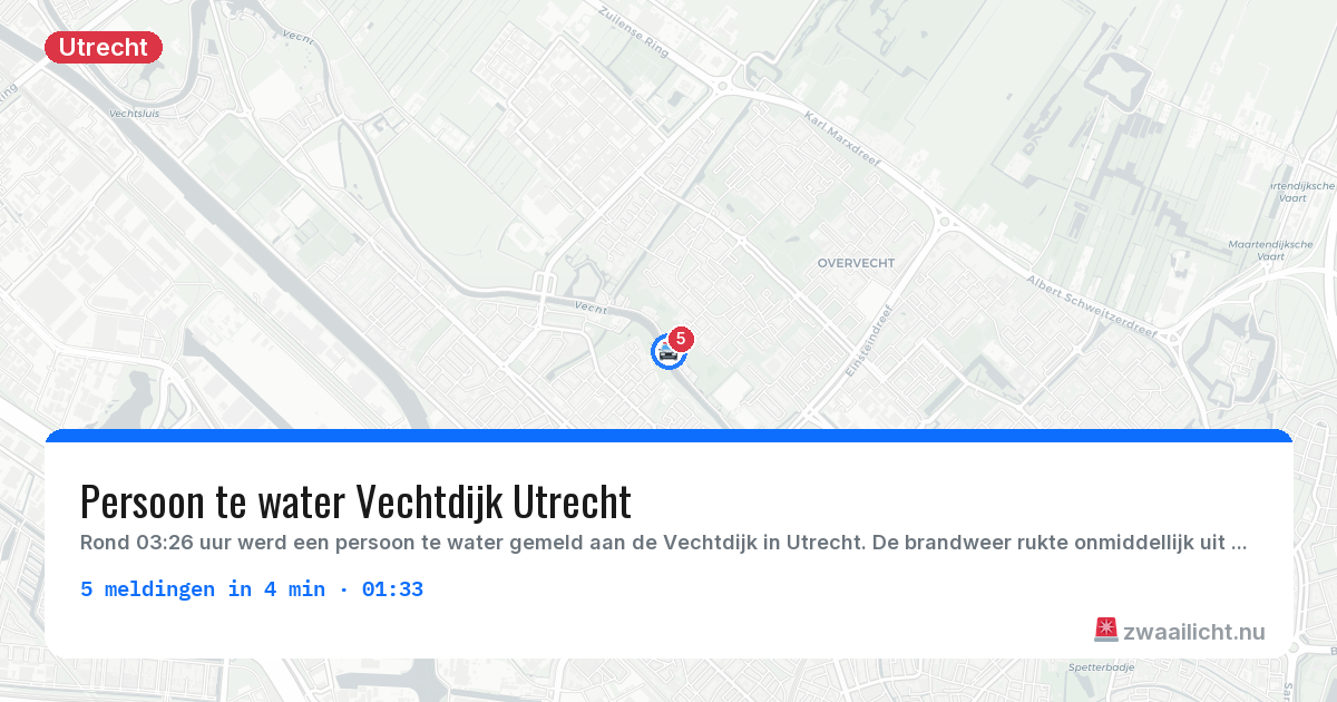 Kaart van de activiteitspiek bij Utrecht