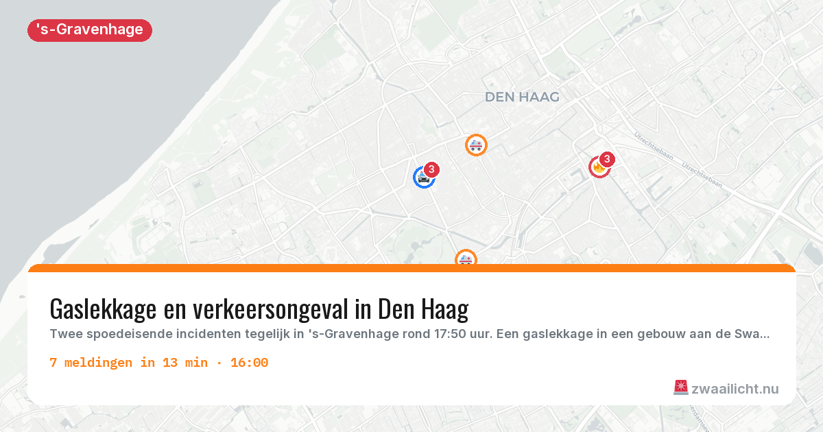 Kaart van de activiteitspiek bij 's-Gravenhage
