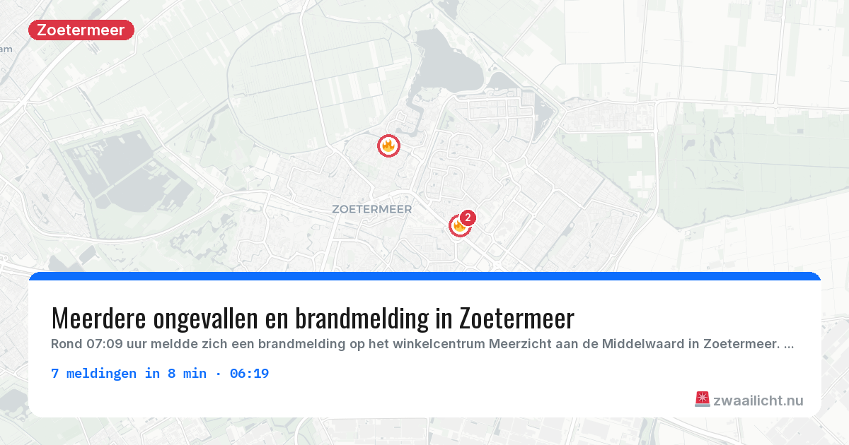 Kaart van de activiteitspiek bij Zoetermeer