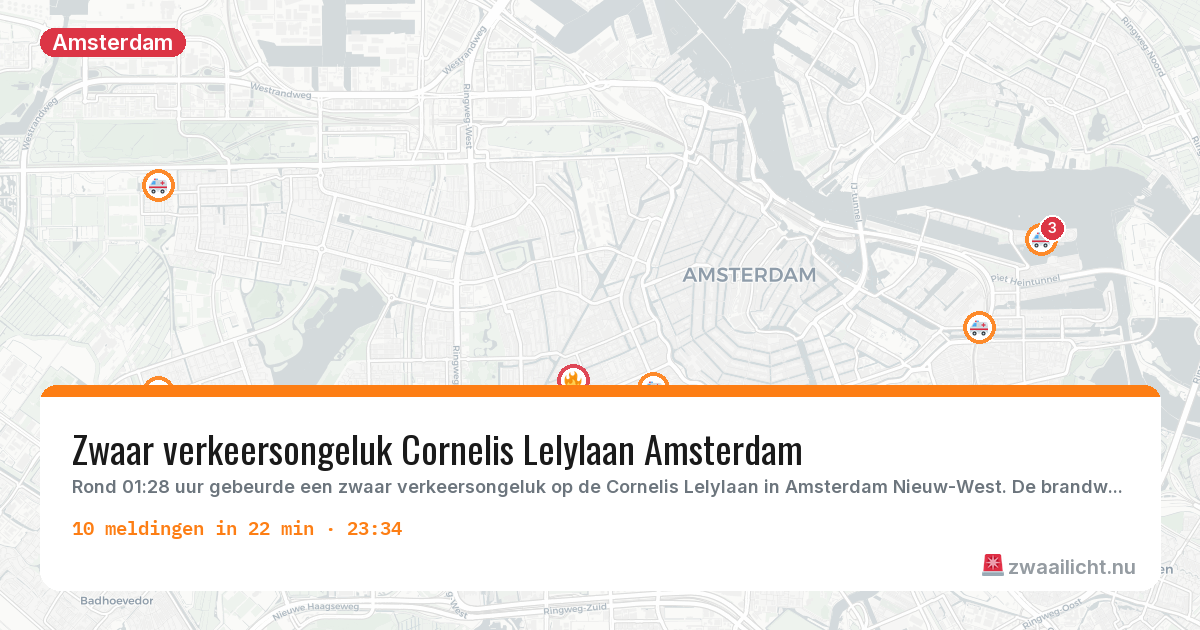 Kaart van de activiteitspiek bij Amsterdam