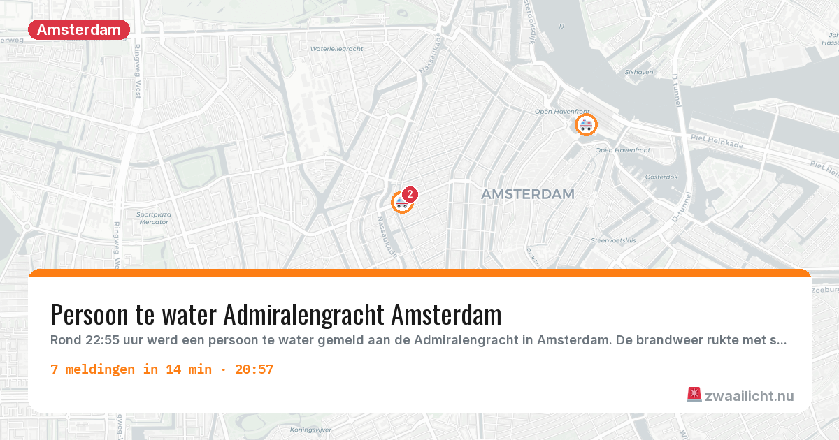 Kaart van de activiteitspiek bij Amsterdam