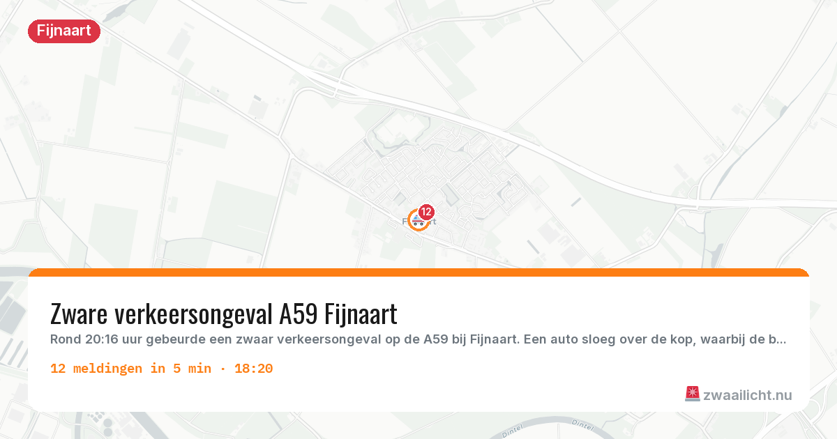 Kaart van de activiteitspiek bij Fijnaart