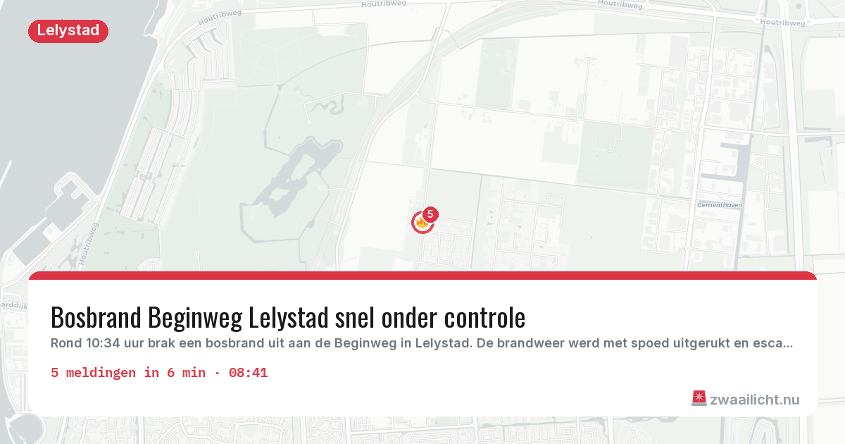 Kaart van de activiteitspiek bij Lelystad