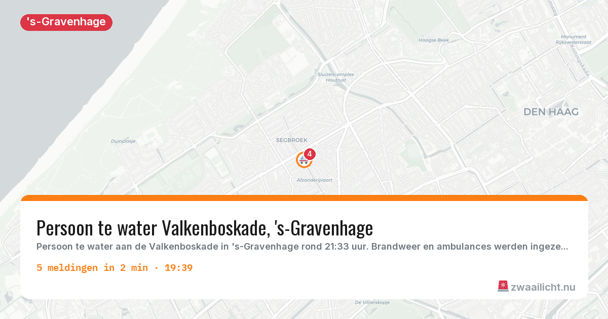 Kaart van de activiteitspiek bij 's-Gravenhage
