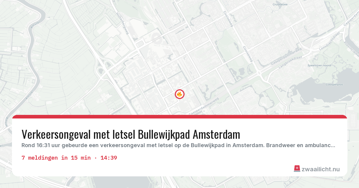 Kaart van de activiteitspiek bij Amsterdam