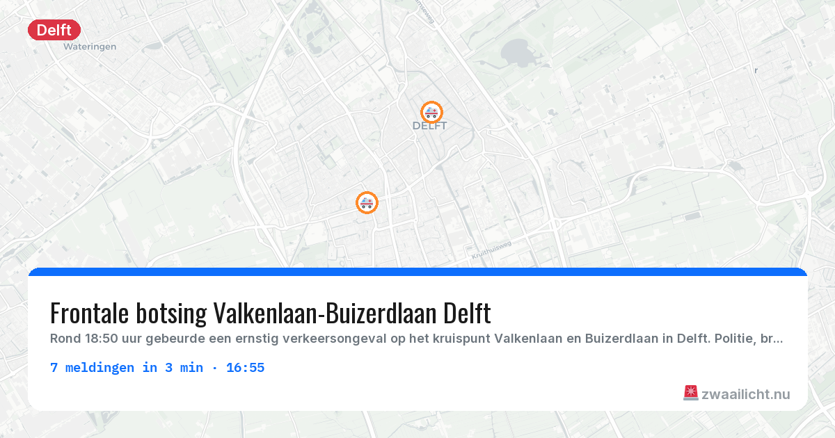 Kaart van de activiteitspiek bij Delft