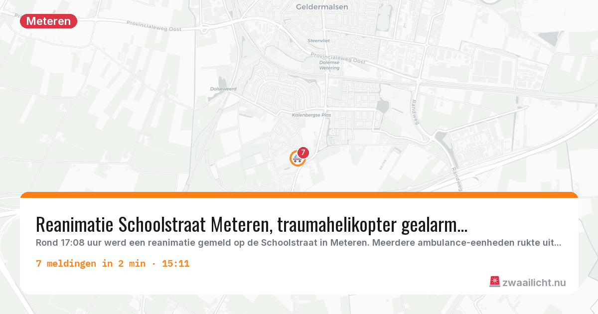 Kaart van de activiteitspiek bij Meteren