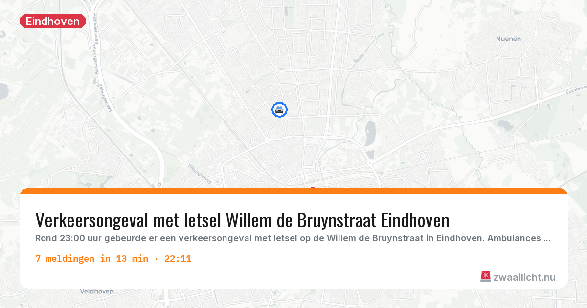 Kaart van de activiteitspiek bij Eindhoven