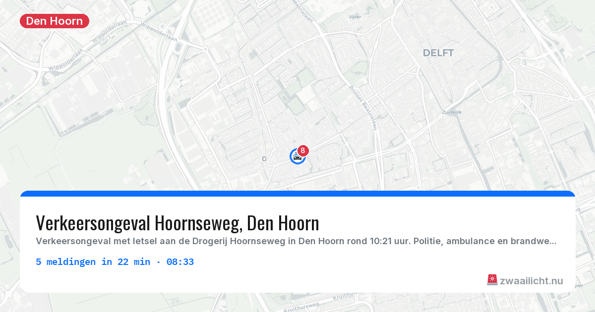 Kaart van de activiteitspiek bij Den Hoorn