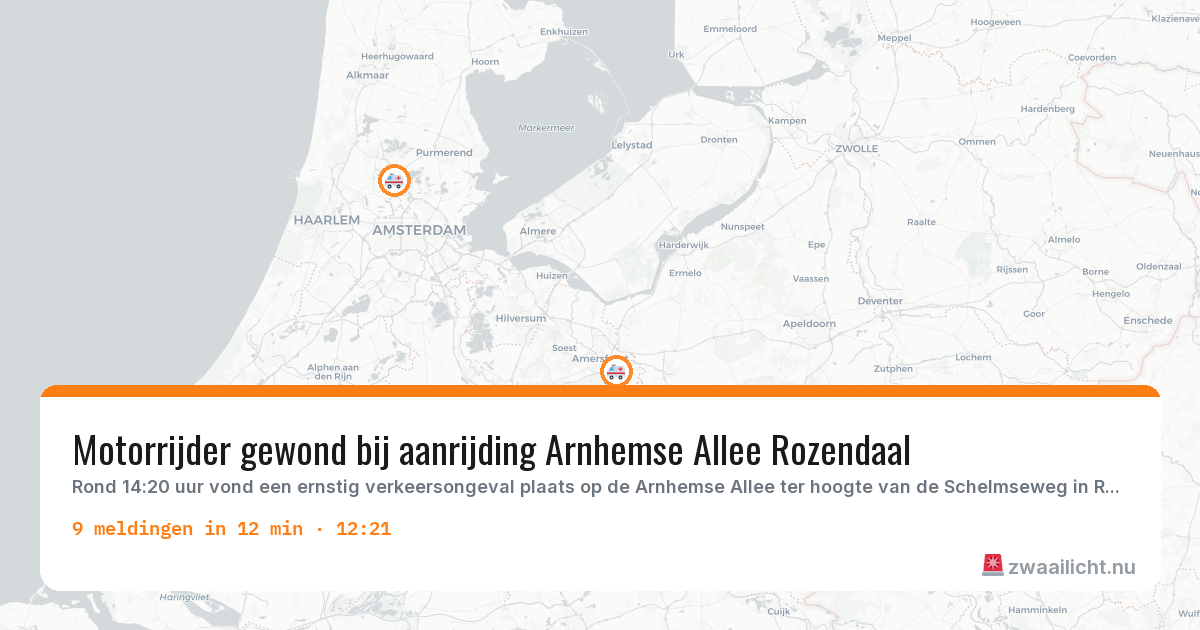 Kaart van de activiteitspiek bij Rozendaal