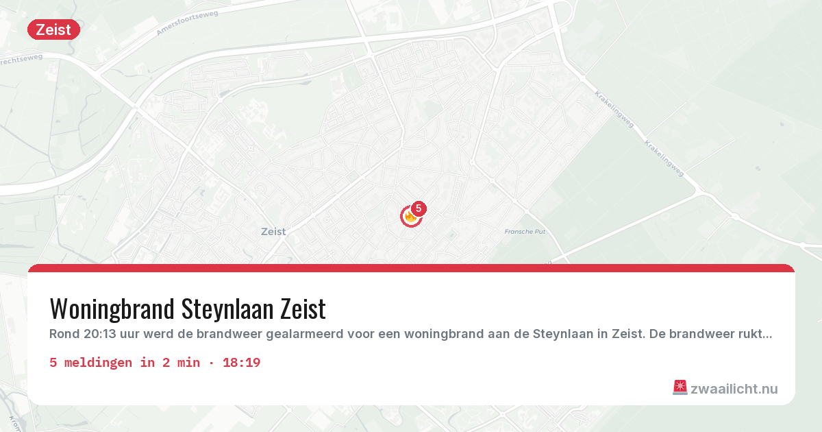 Kaart van de activiteitspiek bij Zeist