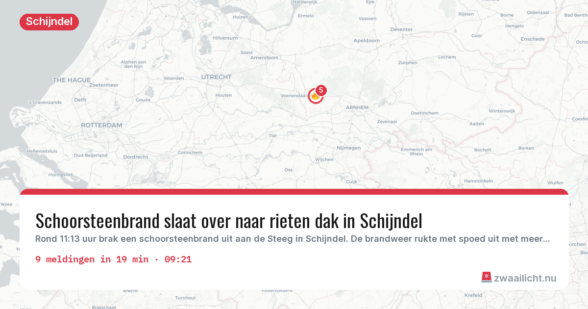 Kaart van de activiteitspiek bij Schijndel