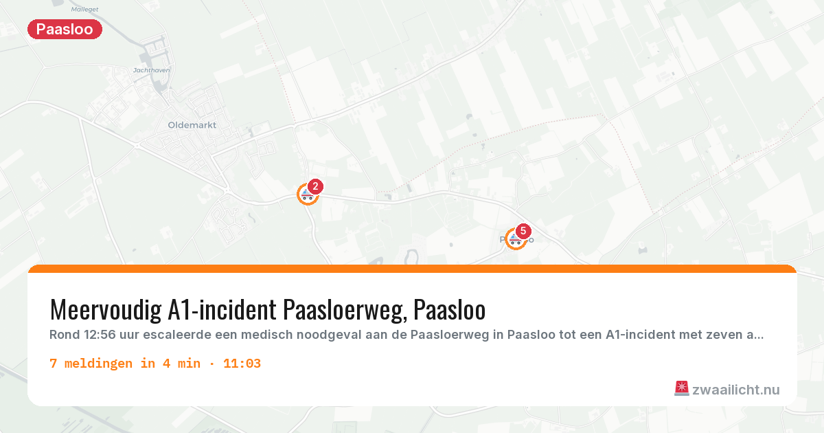 Kaart van de activiteitspiek bij Paasloo