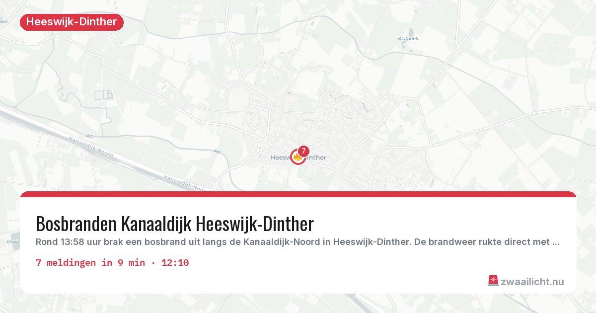Kaart van de activiteitspiek bij Heeswijk-Dinther