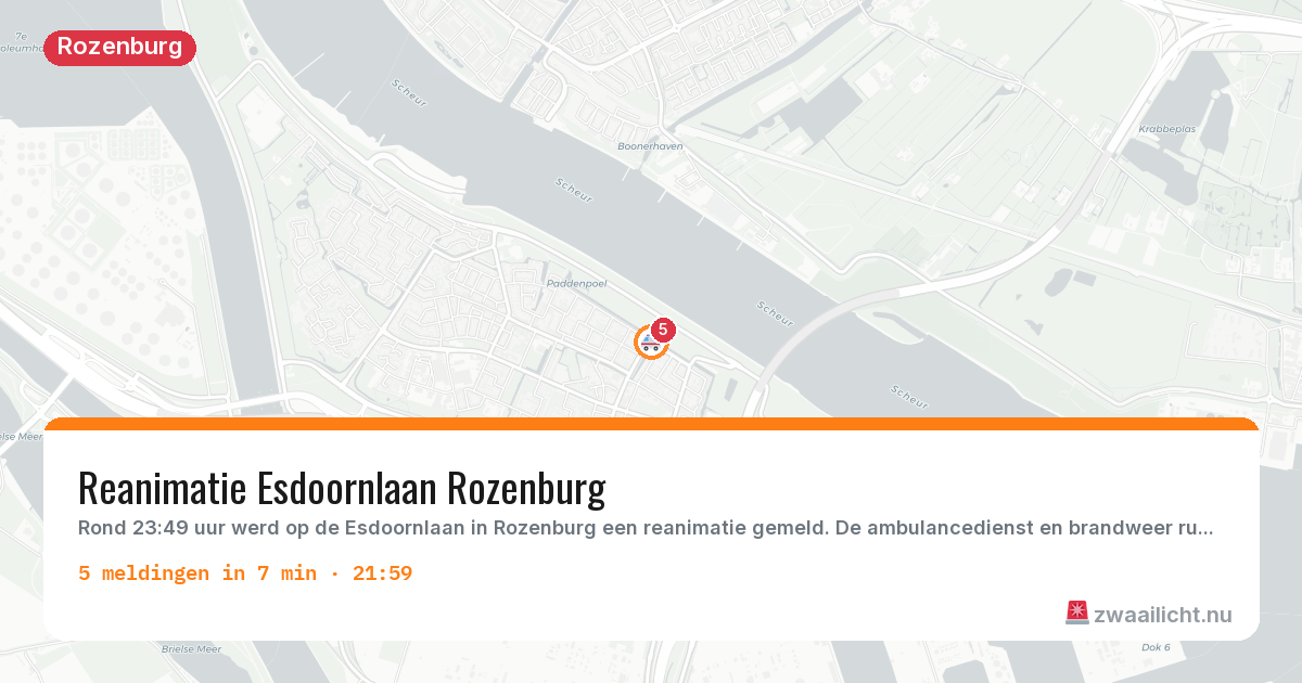 Kaart van de activiteitspiek bij Rozenburg
