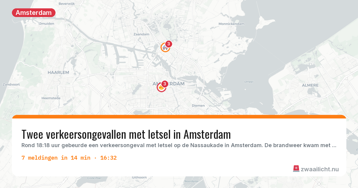 Kaart van de activiteitspiek bij Amsterdam