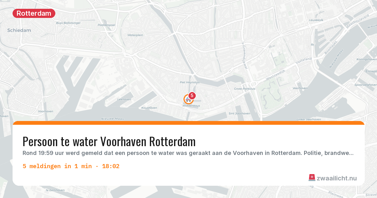 Kaart van de activiteitspiek bij Rotterdam