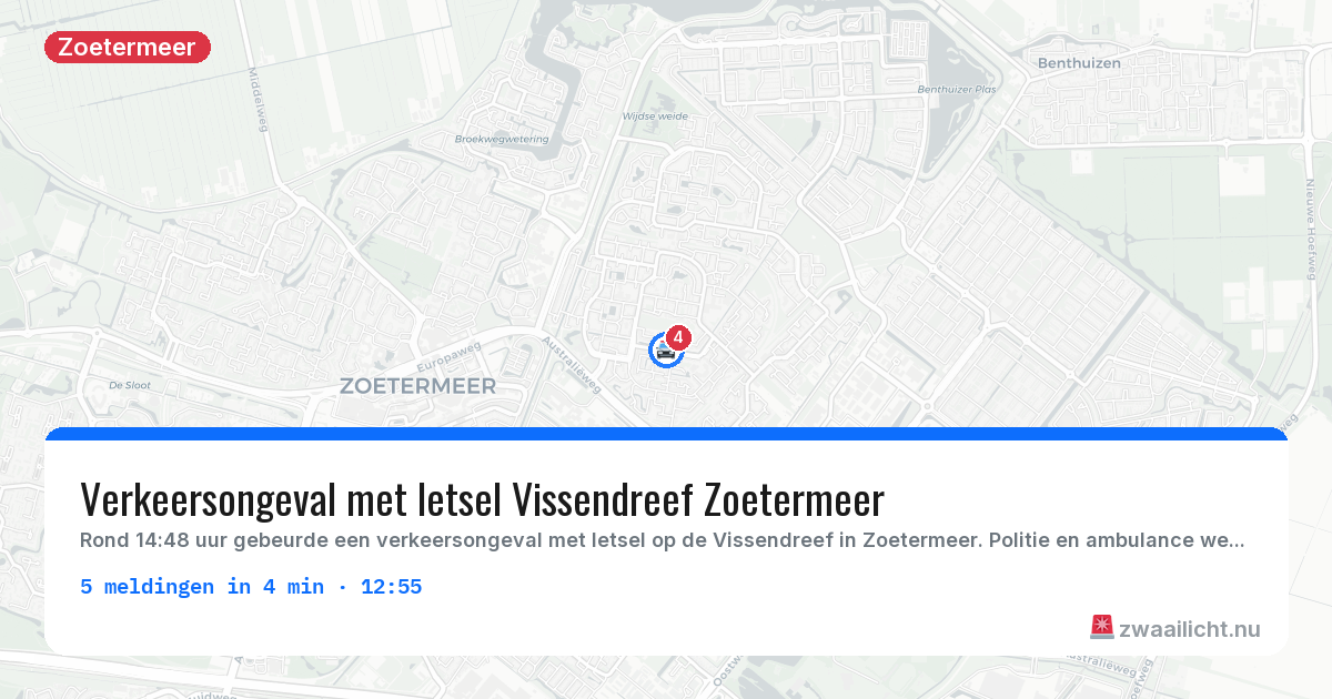 Kaart van de activiteitspiek bij Zoetermeer