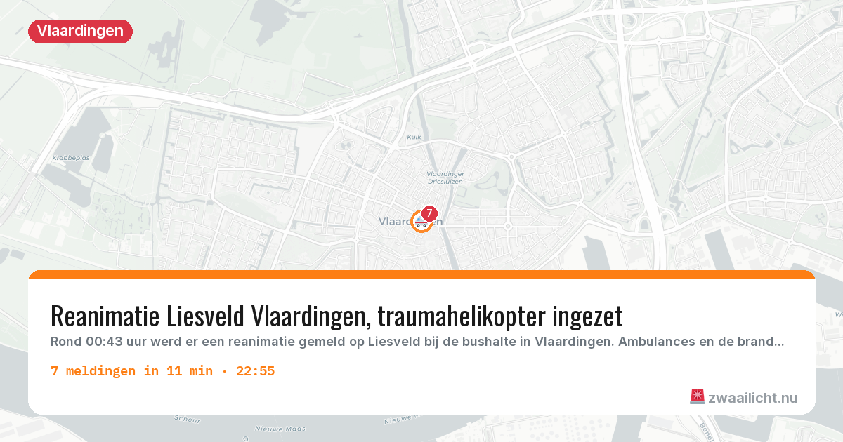 Kaart van de activiteitspiek bij Vlaardingen