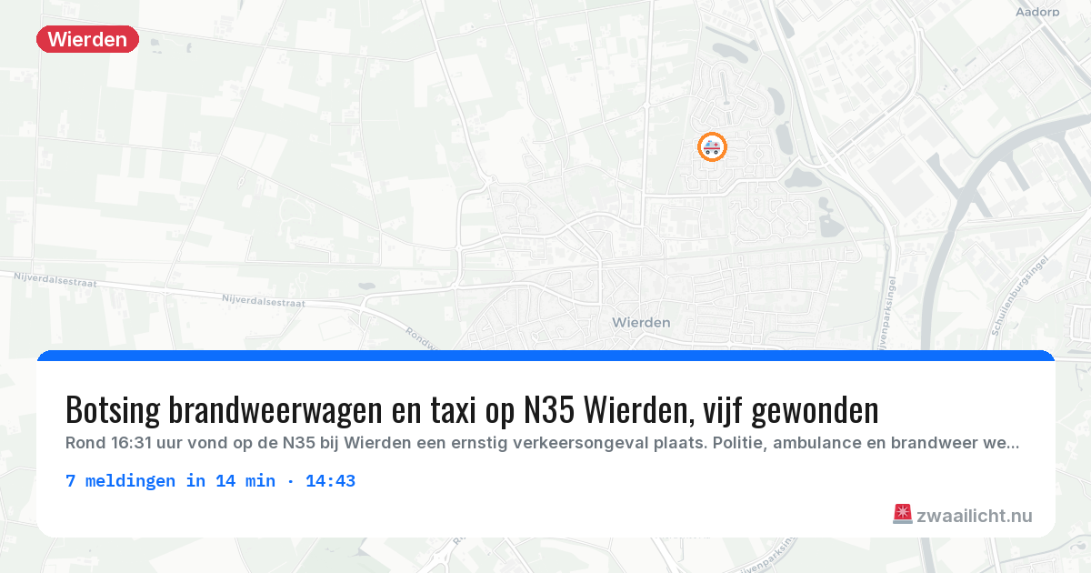 Kaart van de activiteitspiek bij Wierden