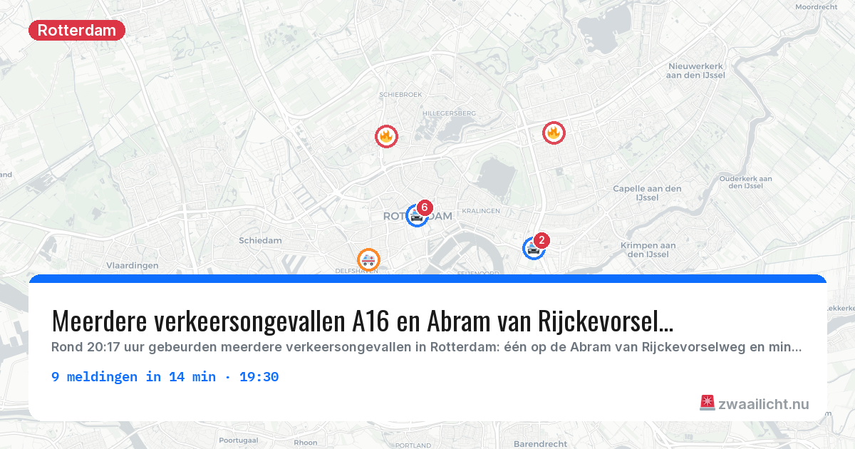 Kaart van de activiteitspiek bij Rotterdam