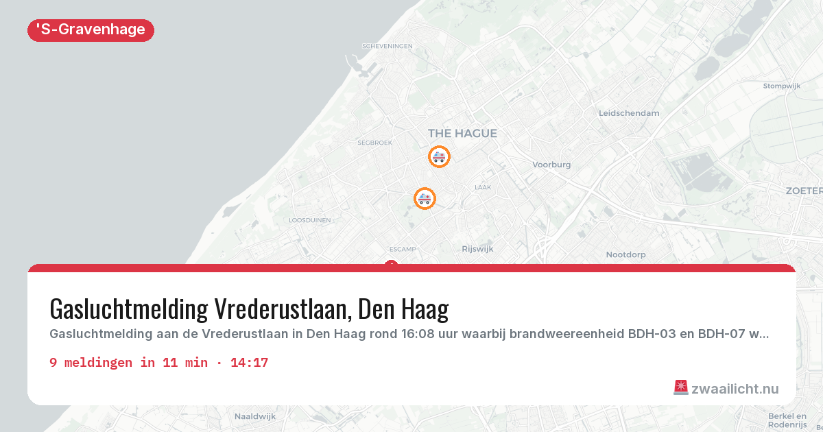 Kaart van de activiteitspiek bij 'S-Gravenhage