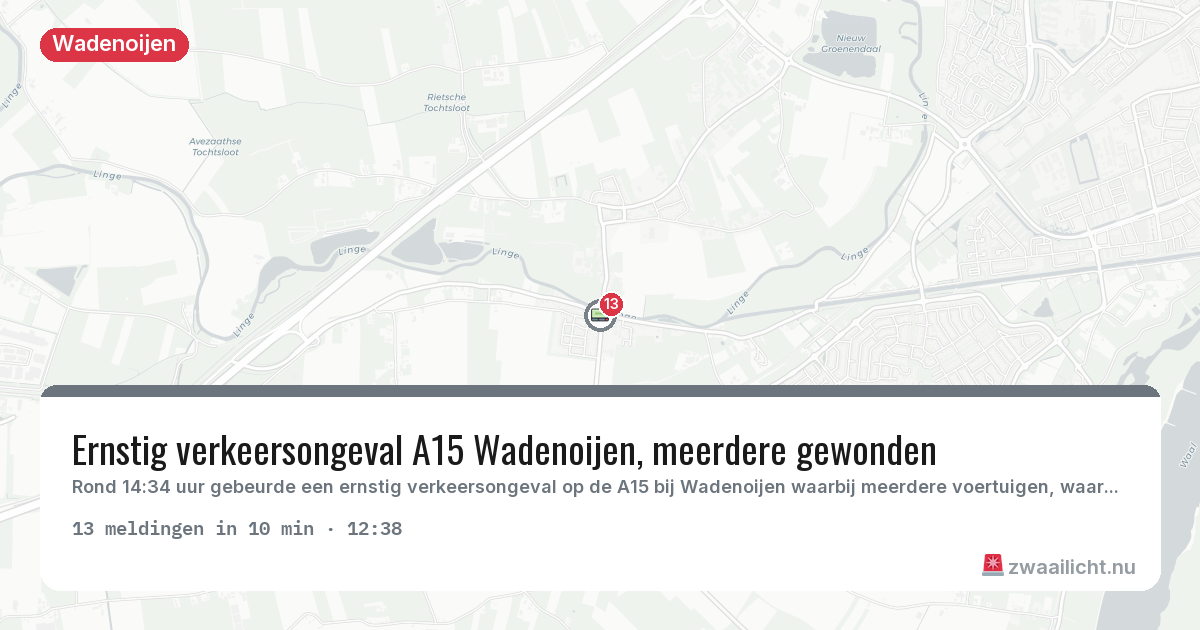 Kaart van de activiteitspiek bij Wadenoijen