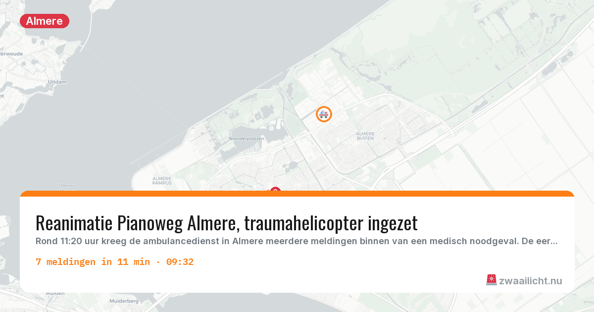 Kaart van de activiteitspiek bij Almere