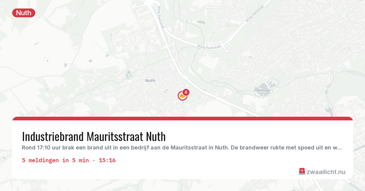 Kaart van de activiteitspiek bij Nuth
