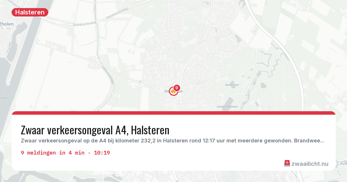 Kaart van de activiteitspiek bij Halsteren