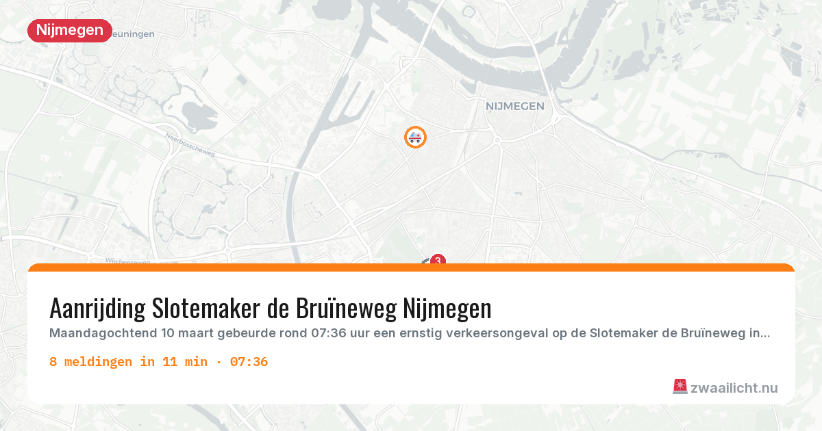 Kaart van de activiteitspiek bij Nijmegen
