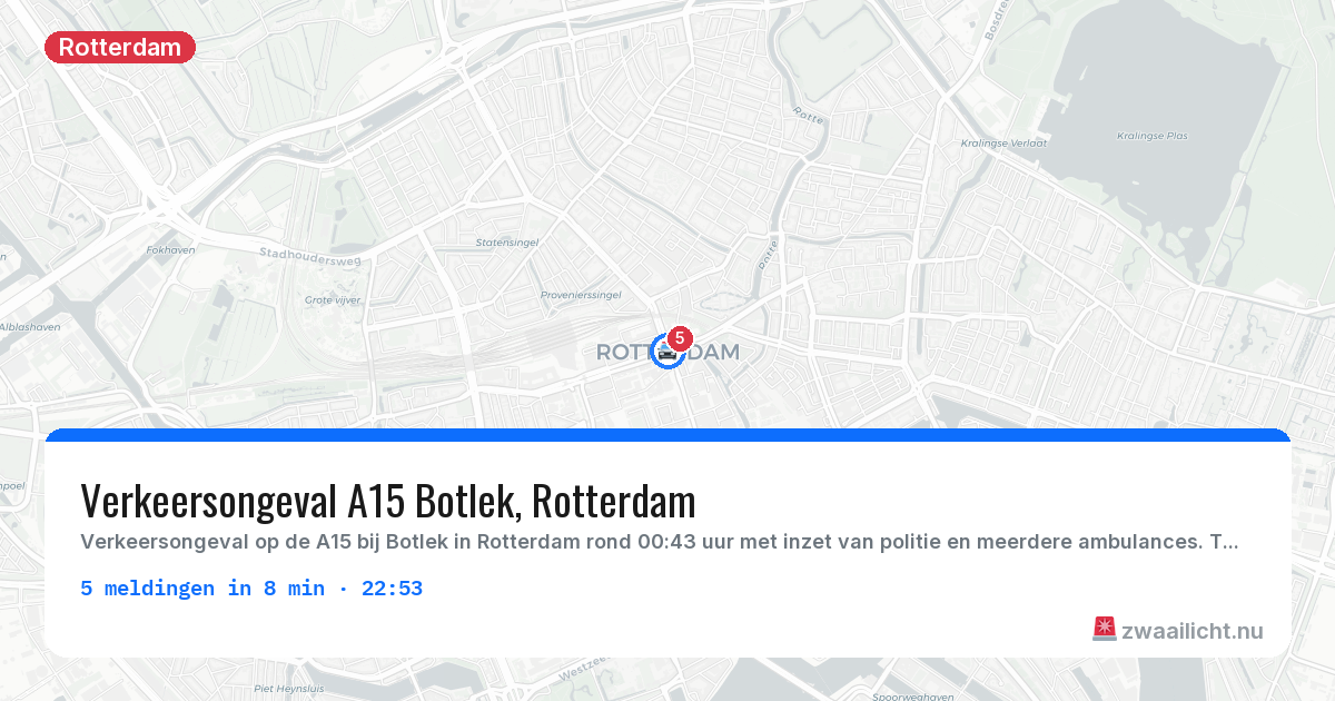 Kaart van de activiteitspiek bij Rotterdam