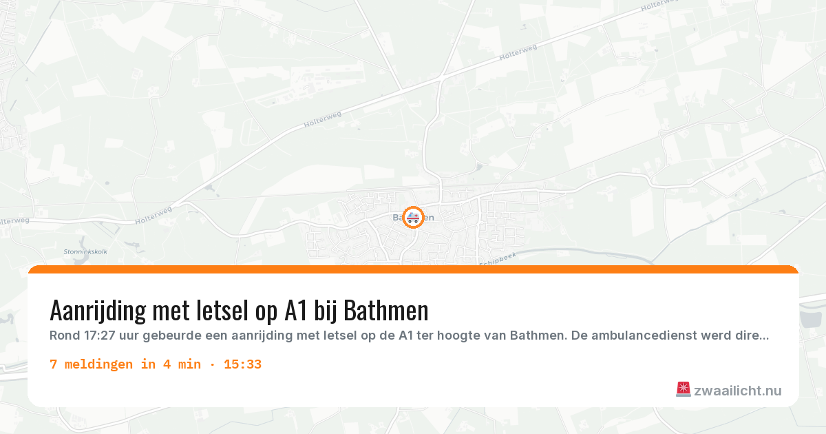 Kaart van de activiteitspiek bij Bathmen