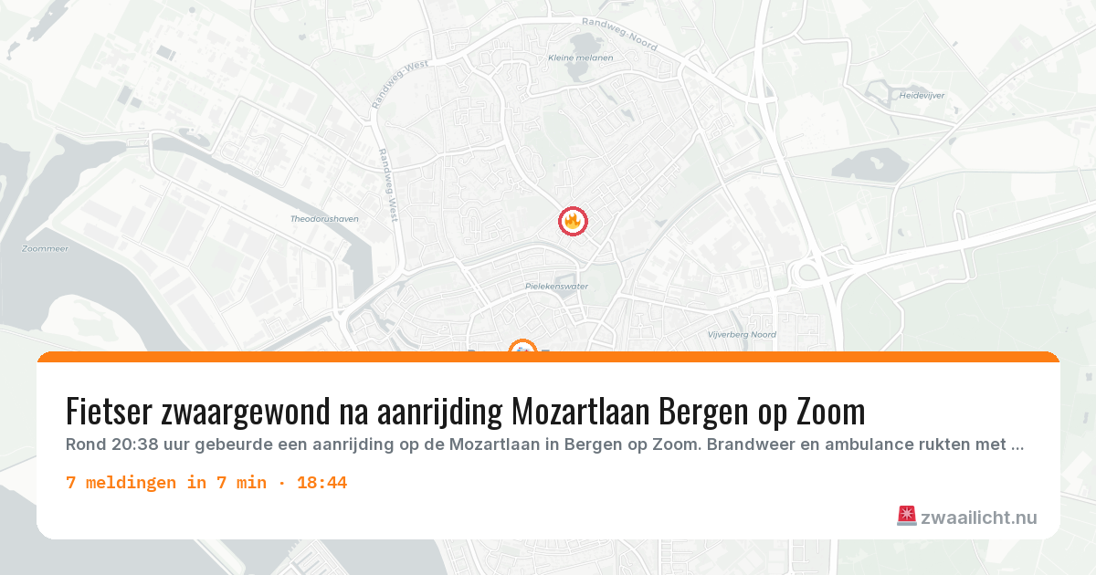 Kaart van de activiteitspiek bij Bergen Op Zoom