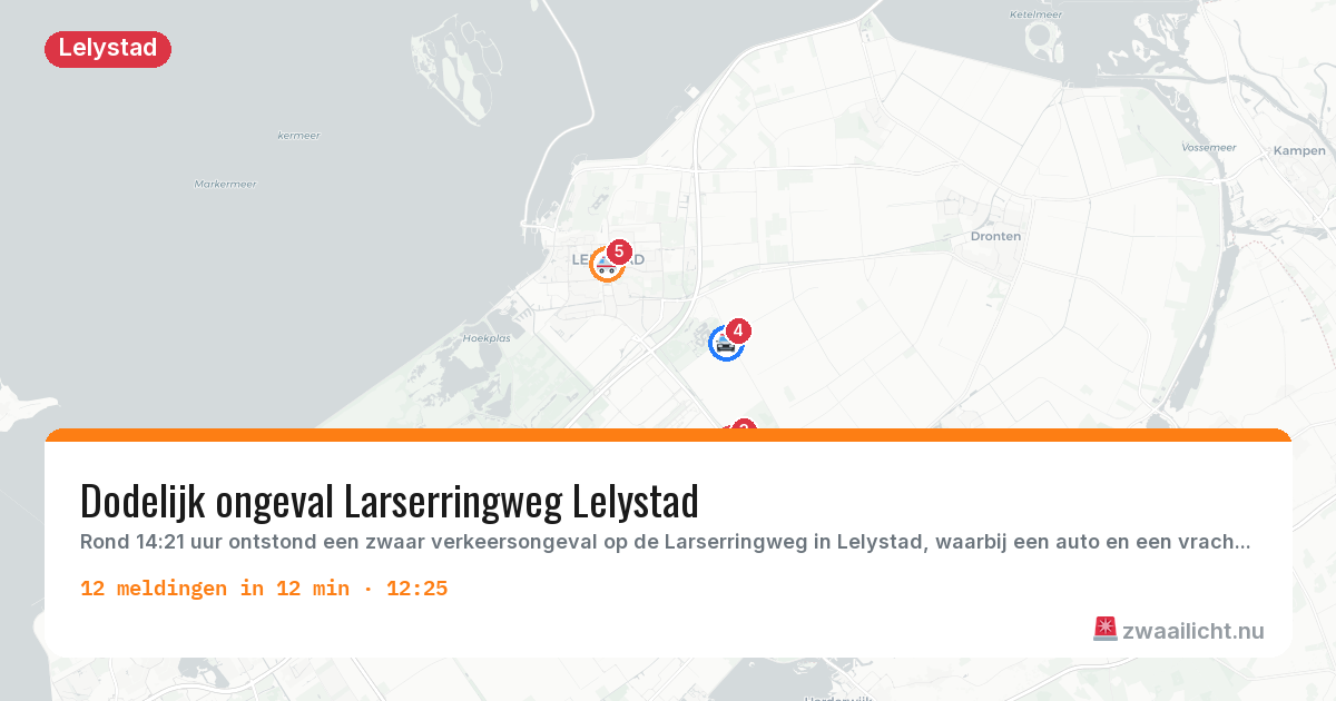 Kaart van de activiteitspiek bij Lelystad