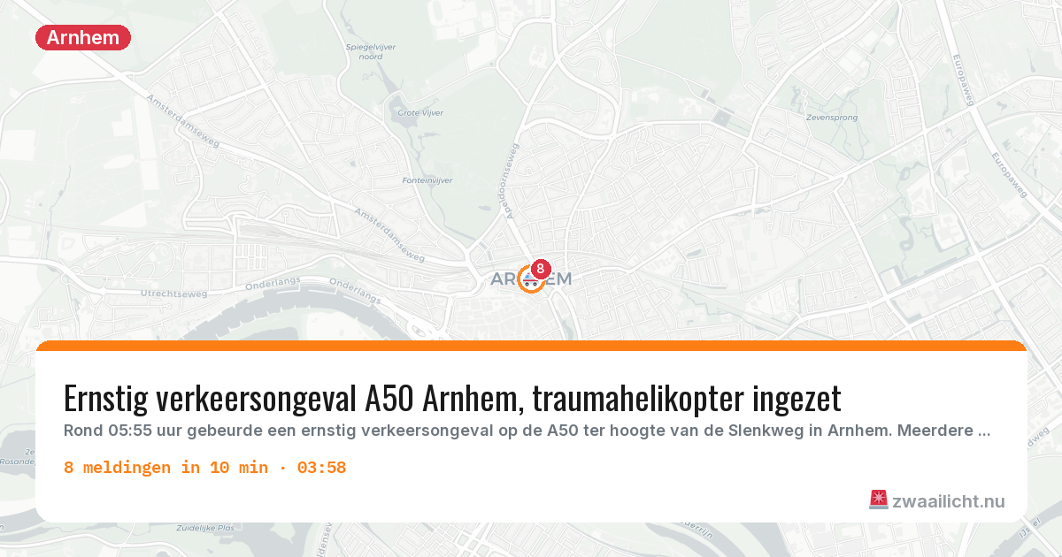 Kaart van de activiteitspiek bij Arnhem