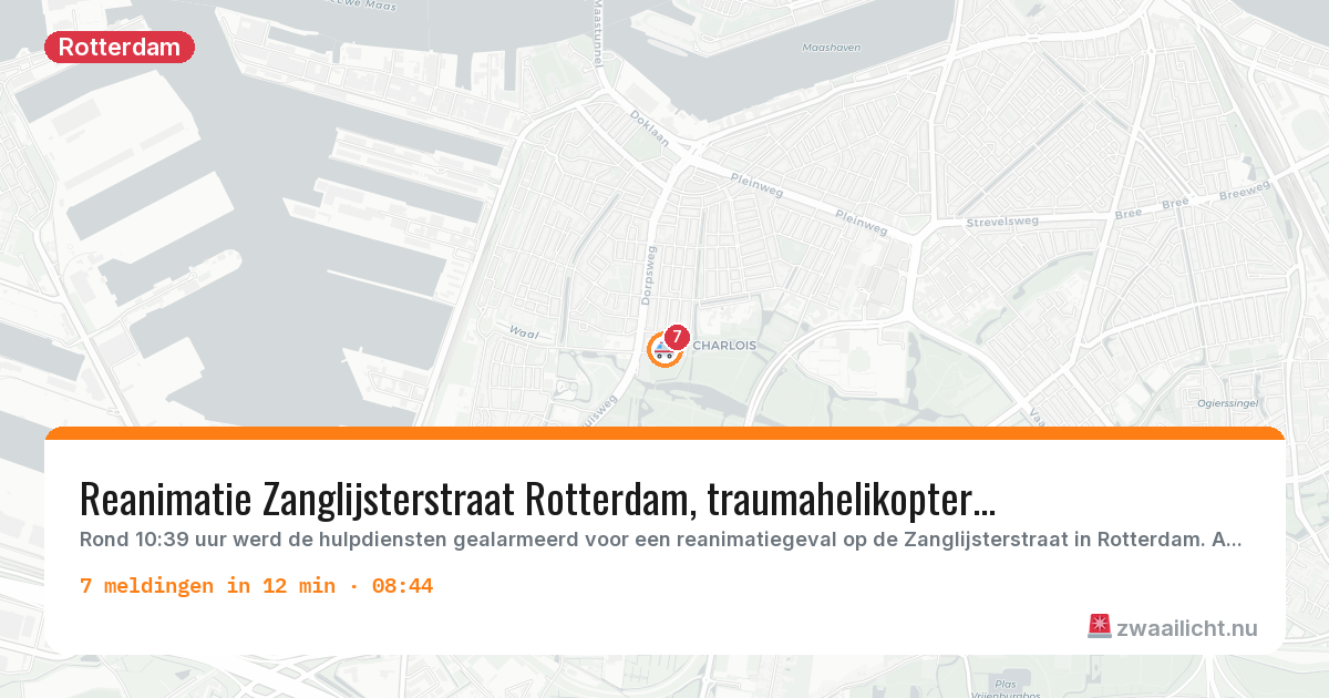 Kaart van de activiteitspiek bij Rotterdam