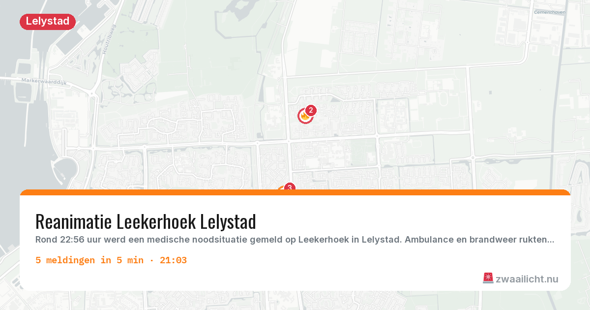 Kaart van de activiteitspiek bij Lelystad