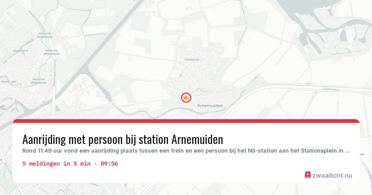 Kaart van de activiteitspiek bij Arnemuiden