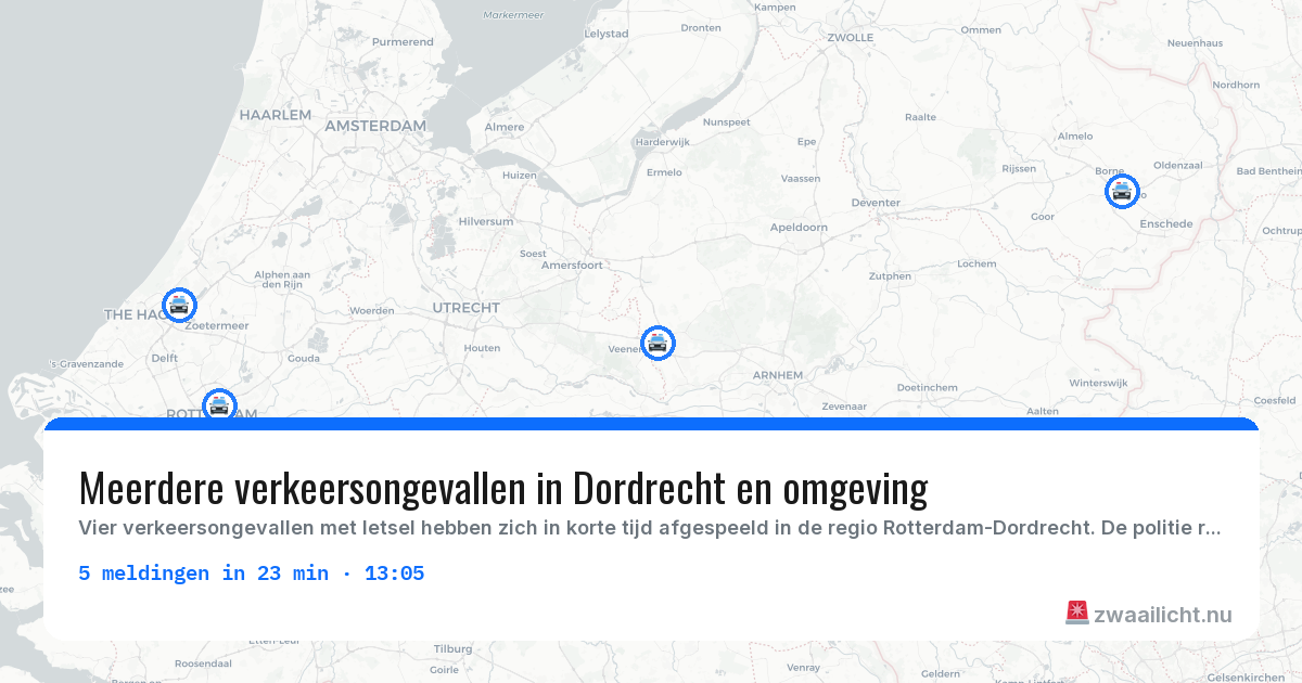 Kaart van de activiteitspiek bij Politie