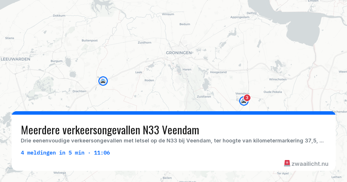 Kaart van de activiteitspiek bij Politie