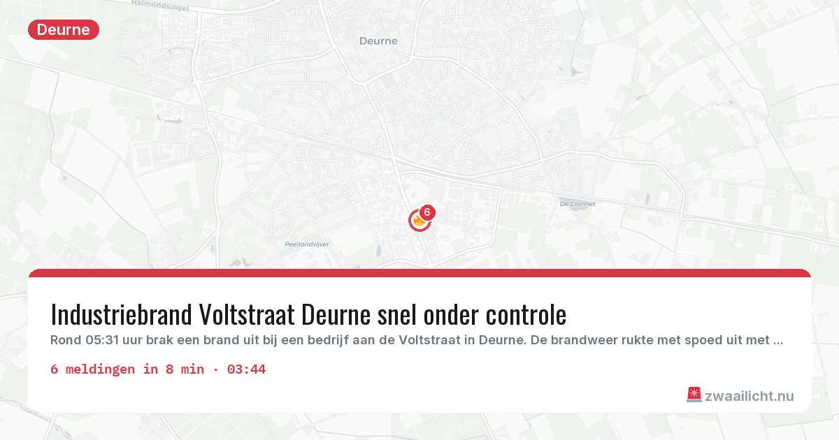Kaart van de activiteitspiek bij Deurne