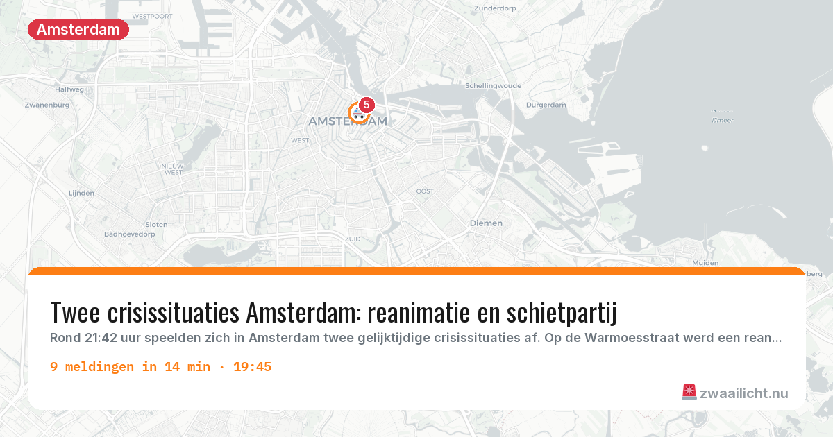 Kaart van de activiteitspiek bij Amsterdam