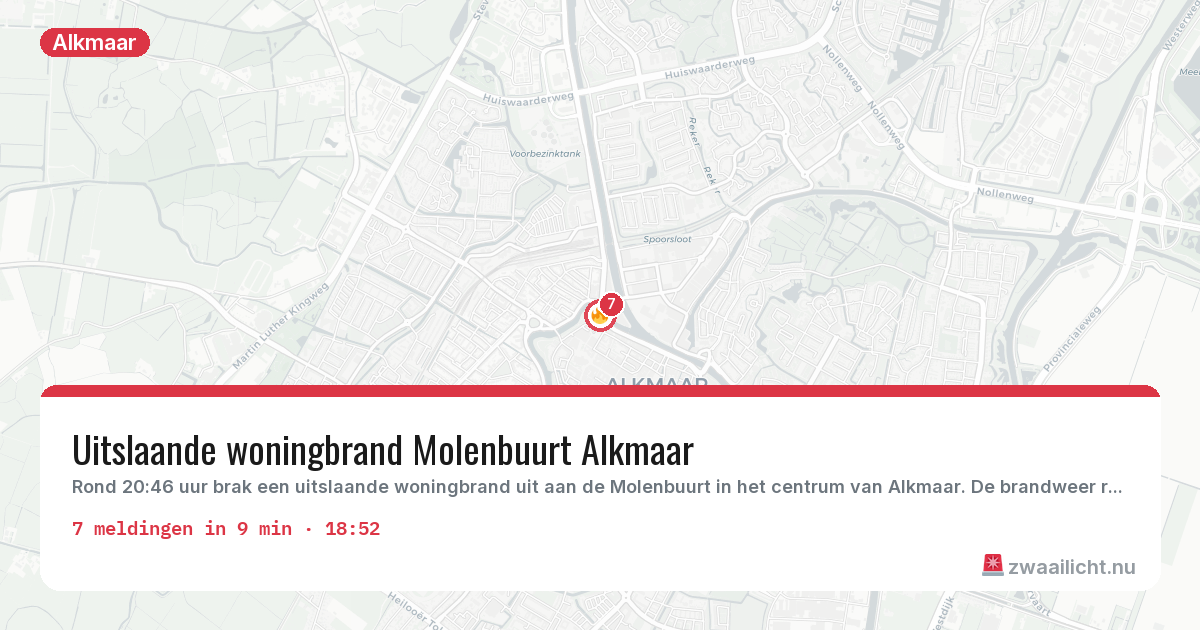 Kaart van de activiteitspiek bij Alkmaar