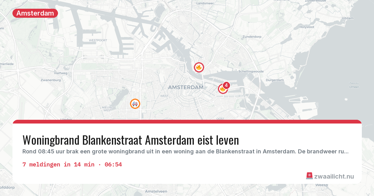 Kaart van de activiteitspiek bij Amsterdam