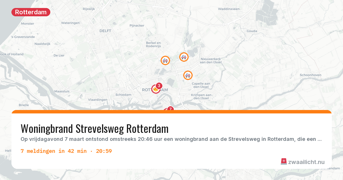 Kaart van de activiteitspiek bij Rotterdam