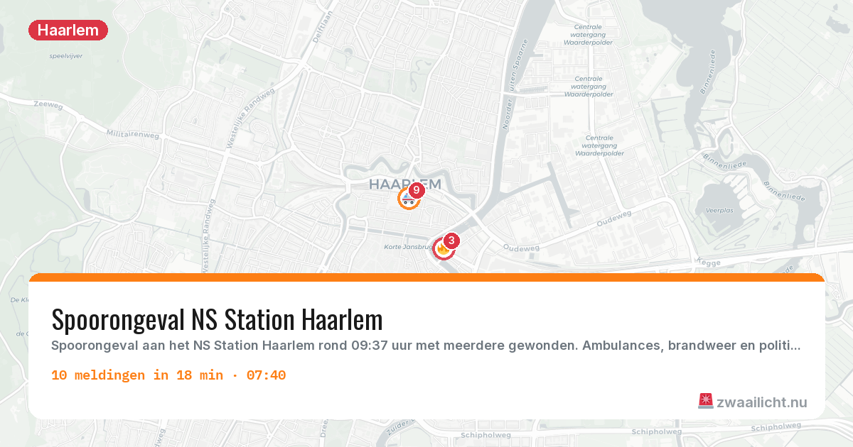 Kaart van de activiteitspiek bij Haarlem